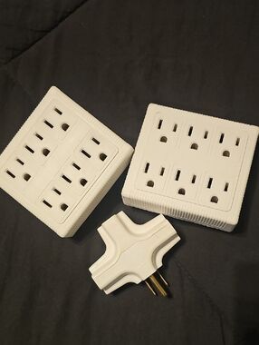 White 6-Outlet and 4-Way Plug Adapter Set